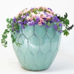 50cm Tile Effect Glazed Blue Ceramic Bowl Planter - Large -Outdoor PLANTERS Shop PP7970 add image 2 6bfc