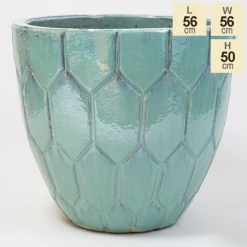 50cm Tile Effect Glazed Blue Ceramic Bowl Planter - Large -Outdoor PLANTERS Shop PP7970 main image 1f43