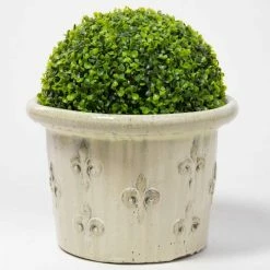 32cm Fleur De Lys Detail Ceramic Round Planter - Small -Outdoor PLANTERS Shop PP7974 add image 2 e9b2