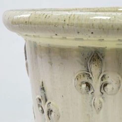 32cm Fleur De Lys Detail Ceramic Round Planter - Small -Outdoor PLANTERS Shop PP7974 add image 3 e512