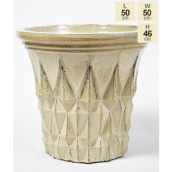 46cm Barcelona Glazed Yellow Ceramic Geometric Flared Pattern Planter -Outdoor PLANTERS Shop PP7983 main image 2728