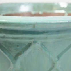 46cm Estella Glazed Light Blue Ceramic Geometric Pattern Flared Planter -Outdoor PLANTERS Shop PP7984 add image 4 b053