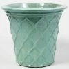 46cm Estella Glazed Light Blue Ceramic Geometric Pattern Flared Planter