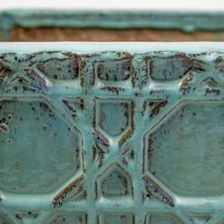 50cm Thales Glazed Blue Geometric Pattern Cube Planter - Large -Outdoor PLANTERS Shop PP7987 add image 3 05d3