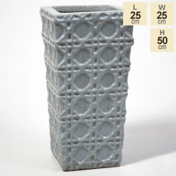 50cm Thales Glazed Grey Ceramic Geometric Pattern Tall Planter - Small -Outdoor PLANTERS Shop PP7988 main image 0fe8