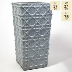 75cm Thales Glazed Grey Ceramic Geometric Pattern Tall Planter - Large -Outdoor PLANTERS Shop PP7989 main image 9b23
