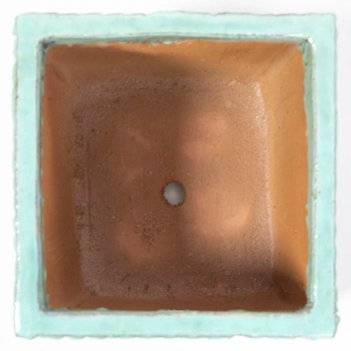 30cm Glazed Blue Ceramic Zig Zag Pattern Cube Planter - Small 1 30cm Glazed Blue Ceramic Zig Zag Pattern Cube Planter - Small