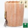 50cm Terracotta Scalloped Finish Tall Planter - Medium