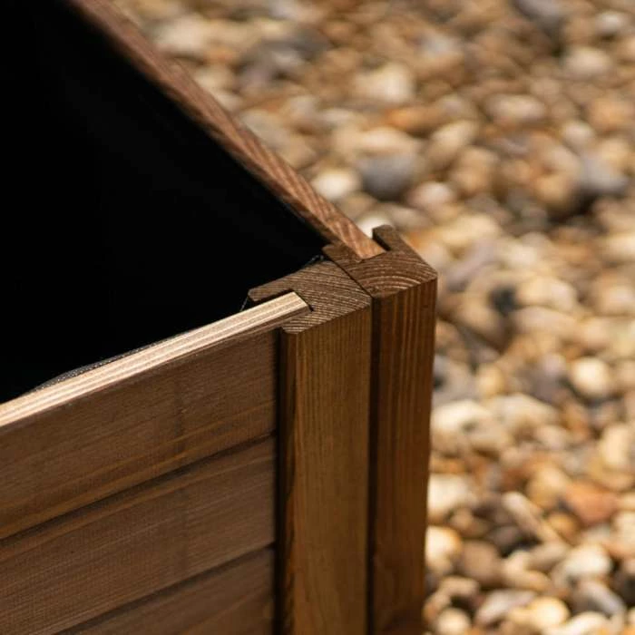 80cm Brown Wooden Trough Patio Planter 4 80cm Brown Wooden Trough Patio Planter - Image 4