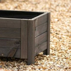 80cm Grey Wooden Trough Patio Planter -Outdoor PLANTERS Shop PP8011 add image 2 c792