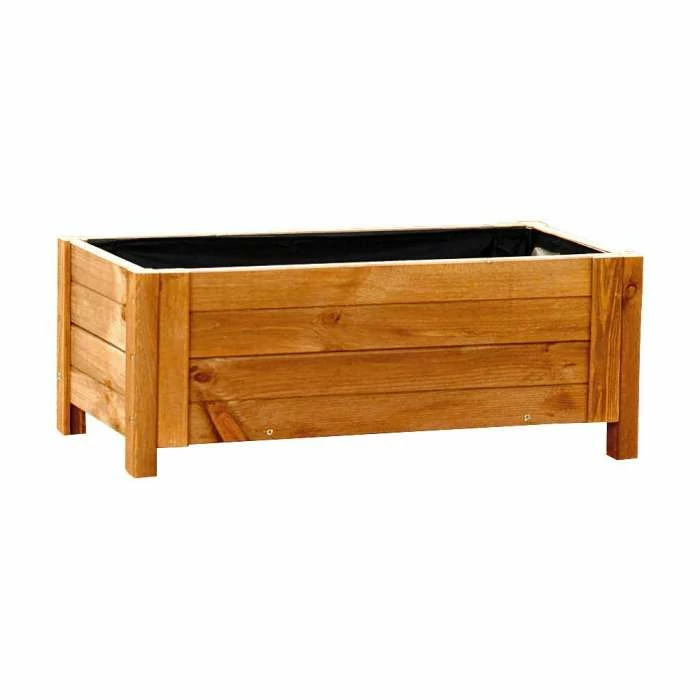80cm Natural Wooden Trough Patio Planter 5 80cm Natural Wooden Trough Patio Planter - Image 5