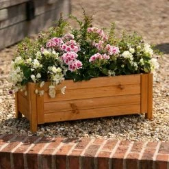 80cm Natural Wooden Trough Patio Planter