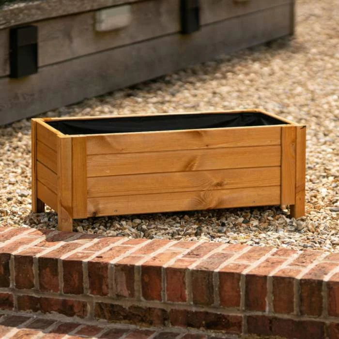 80cm Natural Wooden Trough Patio Planter 2 80cm Natural Wooden Trough Patio Planter - Image 2