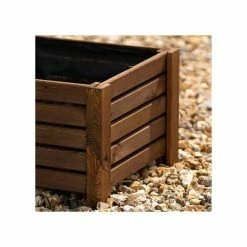 38cm Brown Wooden Cube Patio Planter -Outdoor PLANTERS Shop PP8013 add image 2 c617
