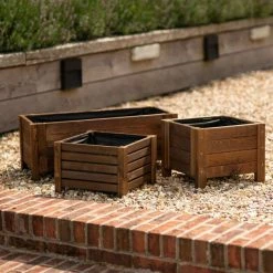 38cm Brown Wooden Cube Patio Planter -Outdoor PLANTERS Shop PP8013 add image 4 1d5f