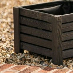 38cm Grey Wooden Cube Patio Planter -Outdoor PLANTERS Shop PP8014 add image 2 65a7