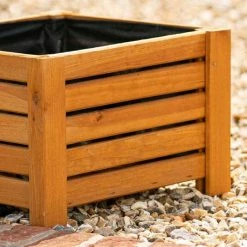38cm Natural Wooden Cube Patio Planter -Outdoor PLANTERS Shop PP8015 add image 2 79ca