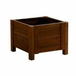 40cm Brown Wooden Cube Patio Planter -Outdoor PLANTERS Shop PP8016 add image 3 430f