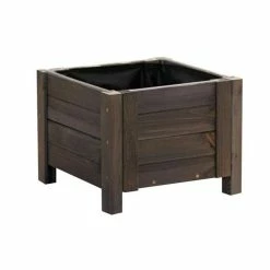 40cm Grey Wooden Cube Patio Planter -Outdoor PLANTERS Shop PP8017 add image 3 90b8