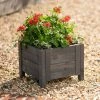 40cm Grey Wooden Cube Patio Planter
