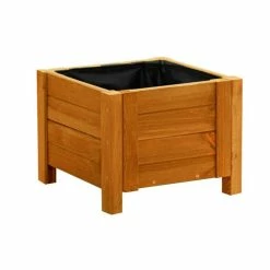40cm Natural Wooden Cube Patio Planter -Outdoor PLANTERS Shop PP8018 add image 3 bc93
