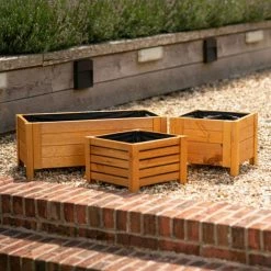 40cm Natural Wooden Cube Patio Planter -Outdoor PLANTERS Shop PP8018 add image 4 0c0d