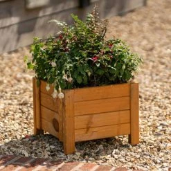 40cm Natural Wooden Cube Patio Planter
