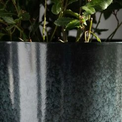 43cm Tall Round Planter in Dark Green -Outdoor PLANTERS Shop PP80BLKM 1 21f2
