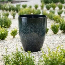43cm Tall Round Planter in Dark Green -Outdoor PLANTERS Shop PP80BLKM 2 50e3
