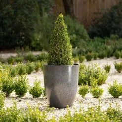 53cm Tall Round Planter in Grey