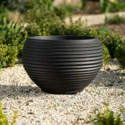 54cm Round Planter Pot in Black -Outdoor PLANTERS Shop PP82BLKL 2 2f93