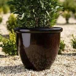 41cm Round Planter in Burgundy -Outdoor PLANTERS Shop PP85BLKM PP85BLKS 1 6e5d