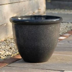 41cm Round Planter in Grey -Outdoor PLANTERS Shop PP85GRYS 490a