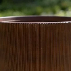 45cm Round Ridged Planter in Brown -Outdoor PLANTERS Shop PP86BRNM 3 5c80