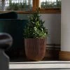 38cm Round Ridged Planter in Brown