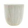 45cm Round Ridged Planter in White