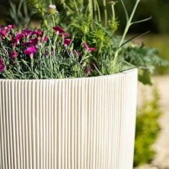 45cm Round Ridged Planter in White -Outdoor PLANTERS Shop PP86WHTM 1 e00c