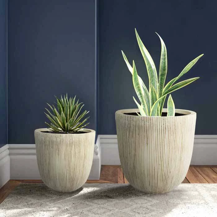 38cm Round Ridged Planter in White 1 38cm Round Ridged Planter in White