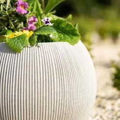 30cm Bowl Ridged Planter in Beige 8 30cm Bowl Ridged Planter in Beige -Outdoor PLANTERS Shop PP87BGES 1 51ee