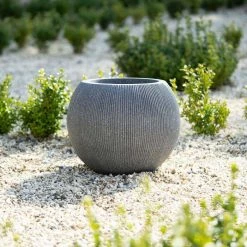 30cm Bowl Ridged Planter in Grey -Outdoor PLANTERS Shop PP87GRYS 3 2232