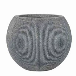 30cm Bowl Ridged Planter in Grey