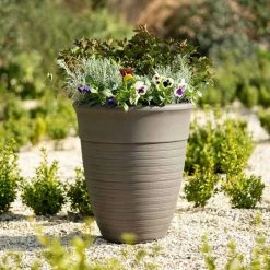 49cm Tall Round Planter in Grey -Outdoor PLANTERS Shop PP88GRYL PP88GRYM 349e