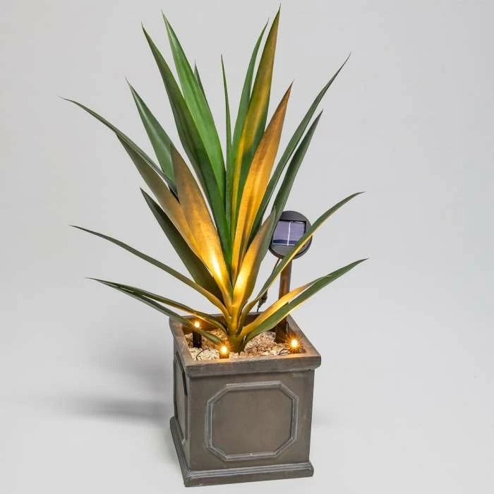 Set of Seven Solar Powered LED Planter Stake Lights 1 Set of Seven Solar Powered LED Planter Stake Lights