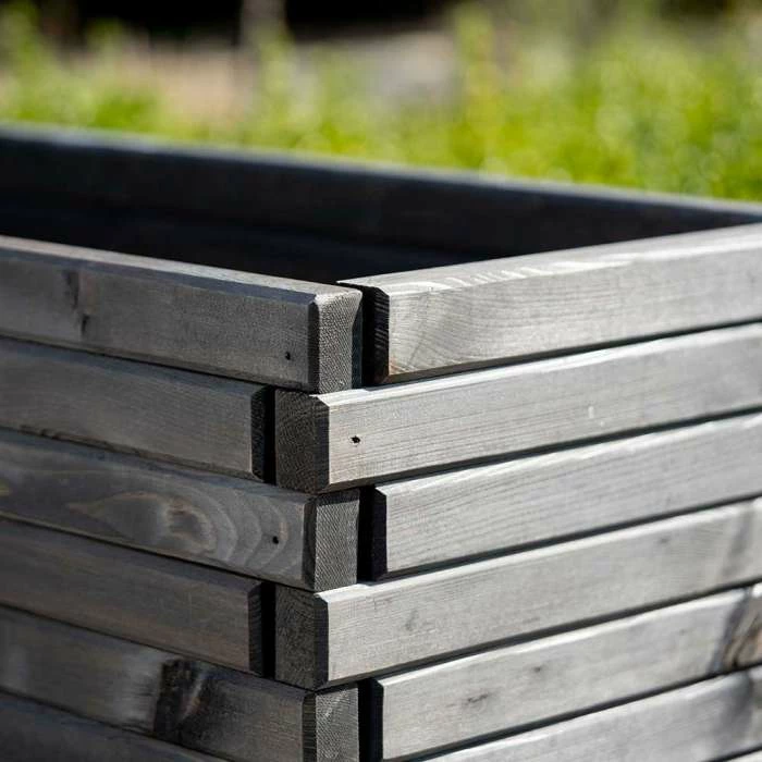 90cm Pine Wood Raised Trough Planter in Grey 1 90cm Pine Wood Raised Trough Planter in Grey