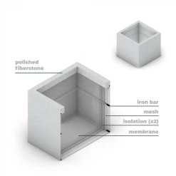 Round 60cm Handmade Fiberstone Planter in Grey - Exclusive to Primrose -Outdoor PLANTERS Shop diagram e6de